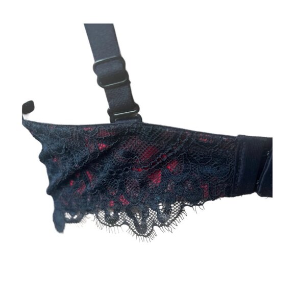 LA SENZA Plaid Lace Women's Bra, Full Coverage / Black + Red / 38D - Picture 3 of 9